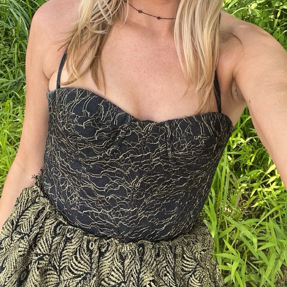 Haute Hippie Peacock Bustier Fit & Flare Mini Dress Cocktail Party Halloween - Picture 4 of 11